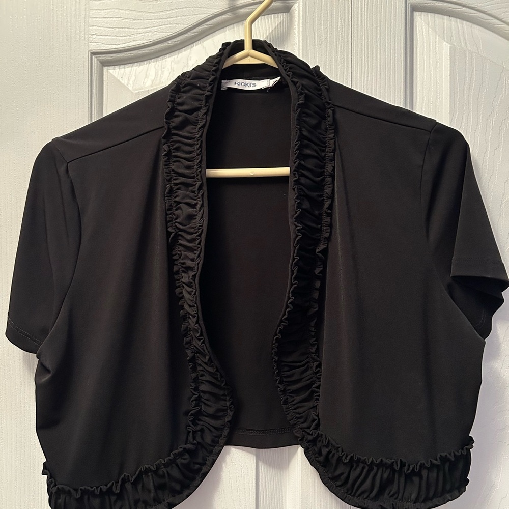 Ricki's Elegant Black Ruffled Jacket